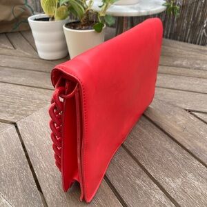 Bold Red Shoulder Bag with Chunky Chain Strap